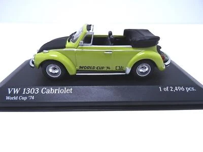 Volkswagen VW Maggiolino 1303 Cabrio World Cup 74 MINICHAMPS 1:43 Cliffgruen - Immagine 1 di 4