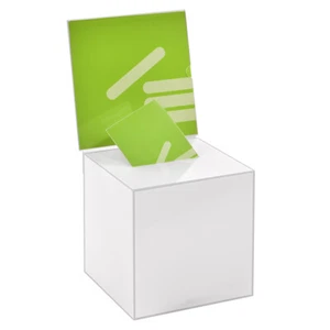 Losbox / Aktionsbox 200x200x200mm mit Topschild 210x210mm / blickdicht / Acryl - Bild 1 von 8