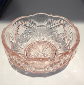Light Pink Mosser Glass Inverted Thistle Pressed Serving Bowl 5-in X 2 1/8-in - Picture 1 of 6