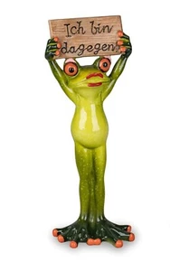 formano Dekofigur Frosch Frau als Demonstrantin mit Schild Froschfigur 20 cm - Bild 1 von 1