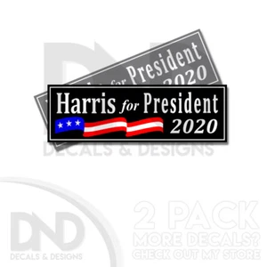 Harris for President 2020 Impeach Trump Bumper Kamala Sticker Decal 2 Pk BLACK - Picture 1 of 2