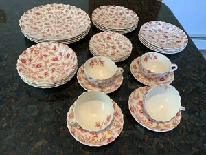 SPODE COPELAND ROSEBUD CHINTZ STEINGUT ENGLAND TEILSERVICE 28 TEILE ZURÜCKGENOMMEN - Bild 1 von 7