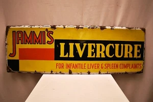 Vintage Porzellan Emaille Schild Jammi's Leber Heilmittel Werbung Ol"3 - Zdjęcie 1 z 5