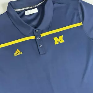 Adidas Michigan Wolverines Polo Shirt Uomo 2XL Navy Climalite "Go Blue" NCAA - Foto 1 di 6
