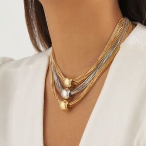 Gold Bead Pendant Korean Style Choker Jewelry Accessories Women Necklace