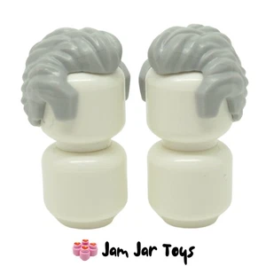 LEGO Minifigure Hair 2x NEW Light Bluish Grey Short Sideburns Widow’s Peak H12 - Picture 1 of 4
