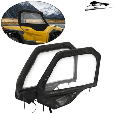 Black Soft Door Windows Skins For Polaris General 1000 Deluxe EPS/Sport 16-23 - Image 1 of 4