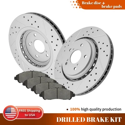 para Acura MDX 320mm 2014-2016 rotores de freno delanteros perforados + pastillas de freno de cerámica Foto 1 de 4