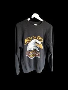 1985 Vintage Harley Davidson Motorcycles Wild N Free Sweatshirt Gr. Large Faded - Bild 1 von 11