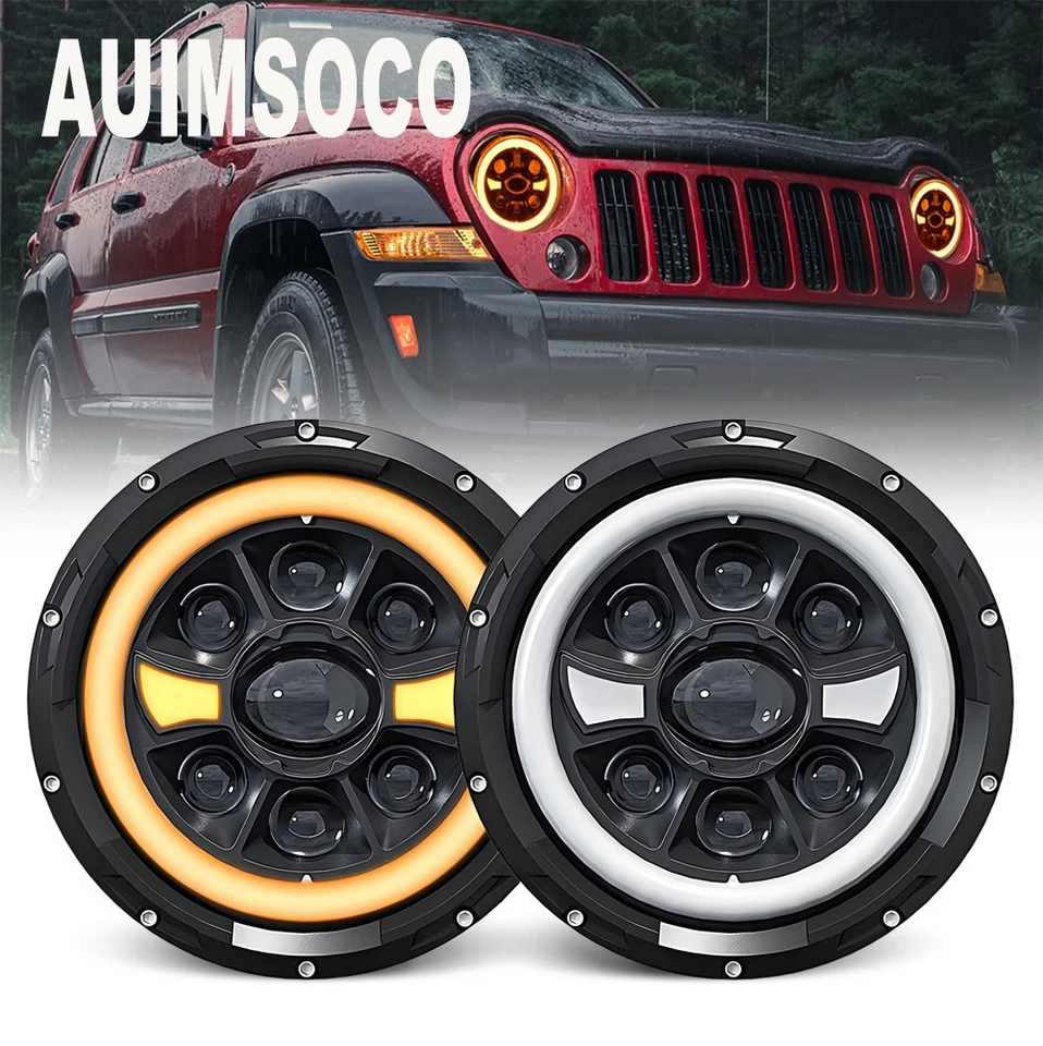 7" Round LED Headlights Halo Angel Eyes For Ford Pinto 1974 1975 1976 1977 1978 - Image 1 of 4