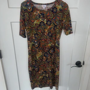 Very Lightly Worn Lularoe Sz M Julia dress - Geometric Floral Design! See Pics! - Picture 1 of 9