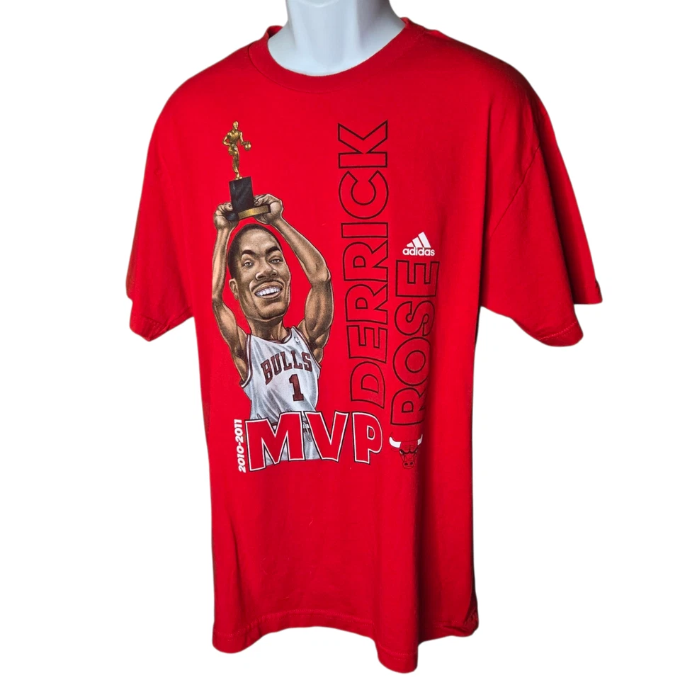Camiseta Adidas Para Hombres Chicago Bulls Derrick Rose Jugador Más Valioso Talla L 2010-2011 Baloncesto Foto 1 de 4