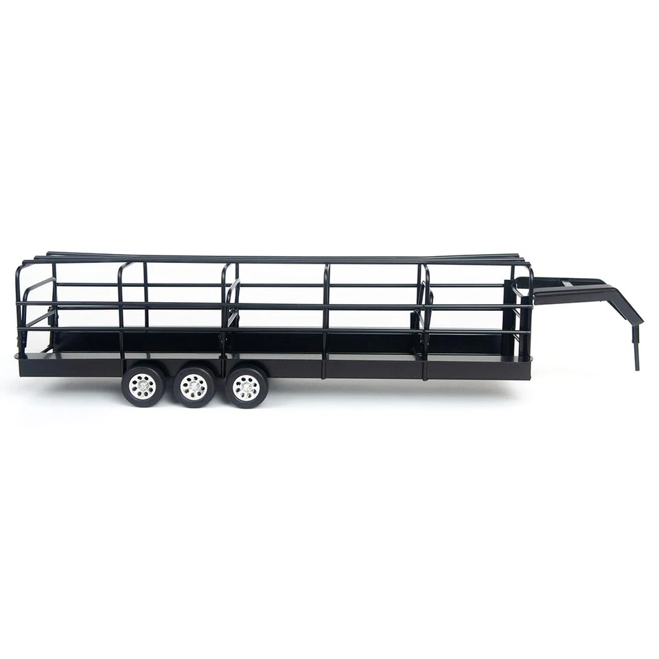 1/16 Piccolo Buster Giocattoli Nero Gooseneck Long Trailer Con Split Gates, - Immagine 1 di 4