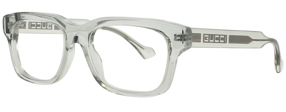 Óculos masculinos Gucci GG1731O 003 cinza transparente aro completo formato retangular 54mm - Imagem 1 de 1