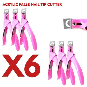 Cortador de puntas de uñas postizas acrílico 6 piezas rosa con cortador de manicura de resorte - Imagen 1 de 3