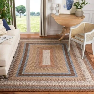 9 x 12 Braided Rug Country Area Farm House Cabin Rustic Carpet Casual Blue Woven - Picture 1 of 7