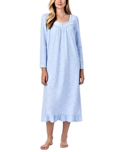 Eileen West Langarm Blau Ditsy 100% Baumwolle Jersey Strick Ballett Nachthemd M - Bild 1 von 5