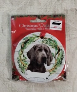Weimaraner 3 1/2" Ceramic Christmas Ornament by E&S Pets 550-54 - Picture 1 of 2