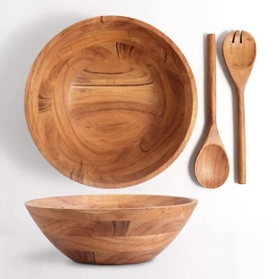 Luxe Designs Wooden Salad Bowl Set – Food Safe Serving Bowl with Spoon & Fork - Image 1 of 3