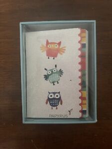 Papyrus Cute Colorful Owl Glitter Scalloped Edge Note Cards 11 Count and Sticker
