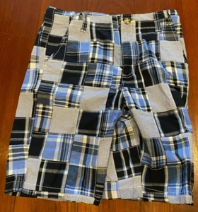 *NWT* Gymboree blue/black/white checkered plaid shorts boy's size 14 - Picture 1 of 4