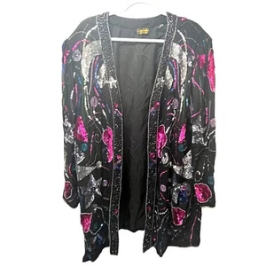Creative Creations Pailletten und Perlen Jacke, Vintage Glamour, Seide, 4X, LESEN - Bild 1 von 10
