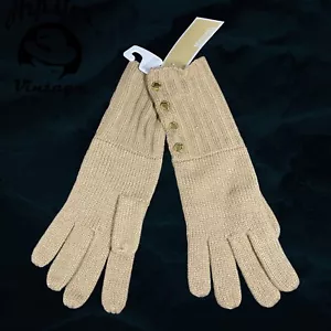 Michael Kors Womens Gloves Knitted Ribbed Fabric Gloves Beige One Size - Picture 1 of 5