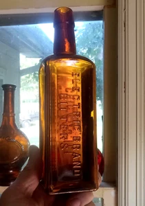 ELEKTRISCHE MARKE BITTERS H.E.BUCKLEN CHICAGO EMB MIT ETIKETT 1890er MUNDGEBLASENE FLASCHE - Bild 1 von 9