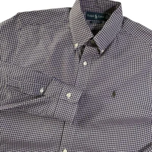 Polo Ralph Lauren Button Down Hemd Herren M Lila Kariert Langarm Preppy - Bild 1 von 6