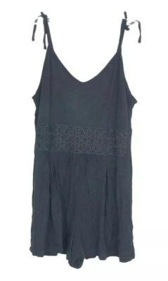 Top Shop Mujer Junior Mameluco Negro Talla 8 Panel Encaje Cintura Cuello en V NEGRO Foto 1 de 4