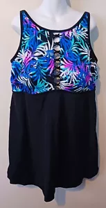 Badeanzüge für alle Übergröße 22 Badekleid Badeanzug Neu mit Etikett Schlankmacher Blumen Schwarz - Bild 1 von 17
