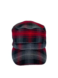Unisex Driving Cap Size 21in Plaid Red Black Gray 2.5in Bill - Picture 1 of 8