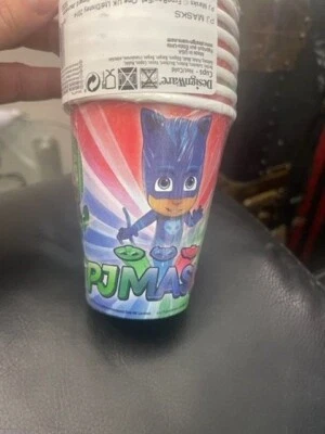 PJ MASKS 9 oz TAZAS DE PAPEL (8) ~ Suministros para fiestas de cumpleaños bebida Disney Foto 1 de 2