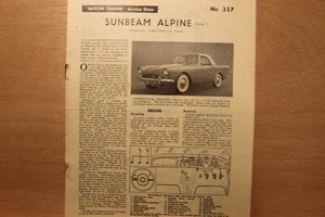 Original SUNBEAM ALPINE (1960) Motor Trader Service Data No. 357 - Foto 1 di 1
