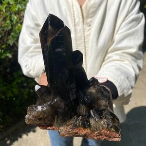 2.75LB Natural Smoky Black Quartz Cluster Crystal Specimen Healing - Picture 1 of 8
