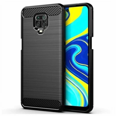 COVER CARBON LOOK per XIAOMI REDMI NOTE 9 PRO / 9S CUSTODIA SILICONE NERO - Immagine 1 di 4