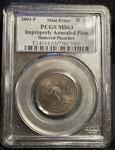 PCGS MS63 2003-P ILLINOIS STATE QUARTER IMPROPERLY ANNEALED SINTERED PLANCHET - Picture 1 of 4
