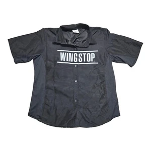 Wingstop Shirt Employee Button Up Adult Large Image Solutions Black Crew Top - Picture 1 of 5