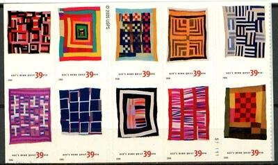 GEE'S BEND QUILTS Block of 10 MNH Booklet Stamps Scott's 4089 to 4098 - Image 1 of 2