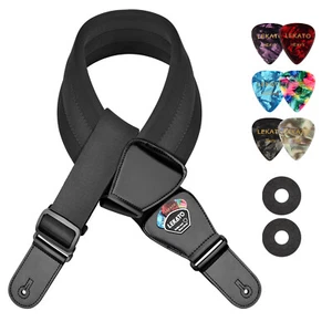 LEKATO Acoustic Electric Guitar Bass Strap 3" Wide Pad Adjustable Length 38"-61" - Picture 1 of 13