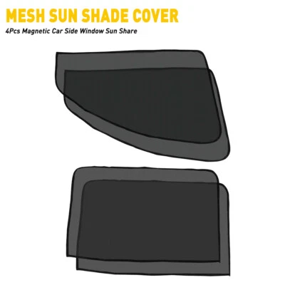 4X Magnetic Side Car Window Sun Shade Cover Mesh Shield UV Protection Black Dark - Image 1 of 4