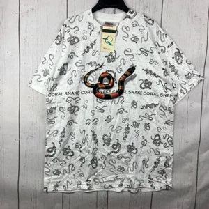 Vintage Deadstock Coral Snake XL Oneita Casual T-Shirt White New Men Cotton - Picture 1 of 10