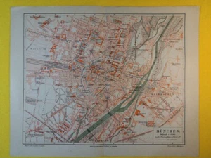 1906 - MUNICH Germany CITY Vintage Geography Maps ORIGINAL 11.5 x 9.5" C20-4 - Picture 1 of 3