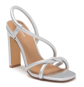 Abound Sandals Womens Size 8 Silver Slingback Rosalie Open Toe Heels - Picture 1 of 8
