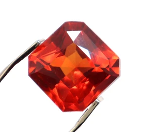 Certified Natural Flawless 7.85 Ct Orange Sapphire Asscher Cut Loose Gemstone - Picture 1 of 6