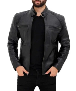100% Pure Lambskin Leather jacket for Men Leather Biker Jacket Gift for Mens - Picture 1 of 7