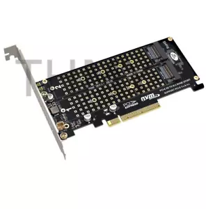PCIEX8 Dual-disk NVME M.2 MKEY SSD RAID Array PCIE on the mainboard Split card - Picture 1 of 2