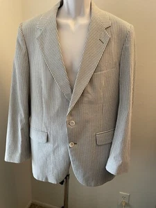 Vintage Botany 500 Seersucker Stripe Blazer Union Label Jacket No Sz tag Stains - Picture 1 of 8