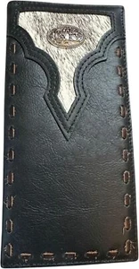 Western Stakes Leather Long Wallet Cowhair Cowboy Praying At Cross Concho - Picture 1 of 8