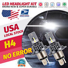 2X H4 9003 Led Headlight Bulb Super White 6000K 16000Lm High Low Beam Kit Canbus